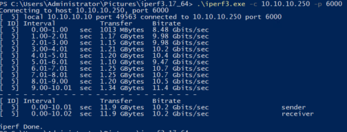 Medir el bandwidth entre dos servidores usando iPerf3 en Windows ...